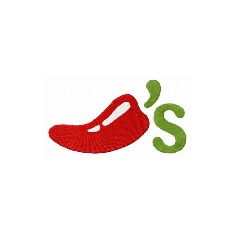Chili's logo embroidery design showcasing a vibrant stitched motif for fast food and markets projects.