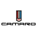 Chevrolet Camaro logo embroidery design showcased on a fabric background, perfect for car enthusiasts.