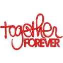 Together forever embroidery design showcasing a heartfelt quote, perfect for decorating pillows or blankets.