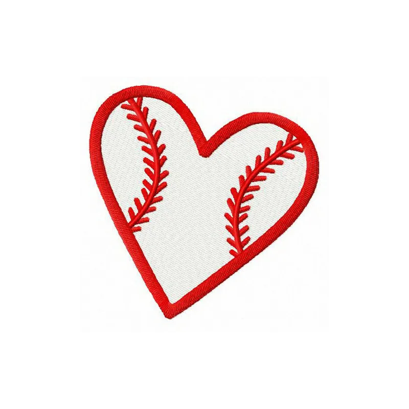 Baseball heart embroidery design showcasing a stitched motif ideal for t-shirts and tote bags.