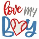 Preview of the 'Love My Boy' embroidery design showcasing heartfelt quotes for personalizing garments and gifts.