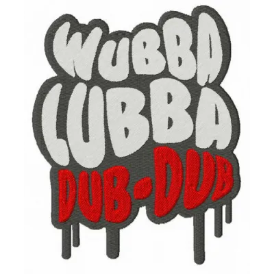 Wubba Lubba Dub Dub embroidery design inspired by Rick and Morty, showcasing vibrant stitching patterns for creative project…
