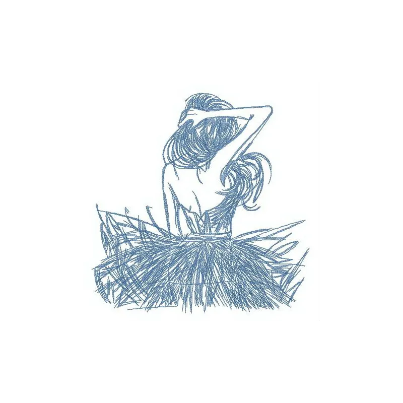 Young dancer embroidery design showcasing a graceful ballet pose, ideal for stitching on apparel and accessories.