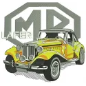 MP Lafer embroidery design showcasing a detailed car motif, ideal for stitching on apparel and accessories.