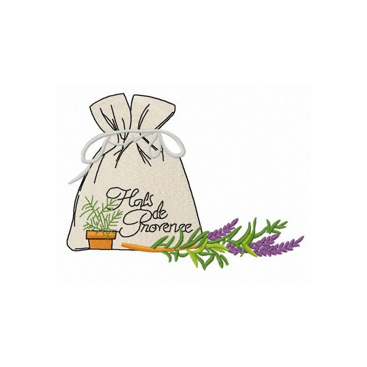 Pouch with provencal herbs embroidery design - Embroidery Design