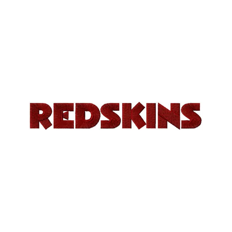 Redskins wordmark logo embroidery design showcasing intricate stitching patterns for American football enthusiasts.