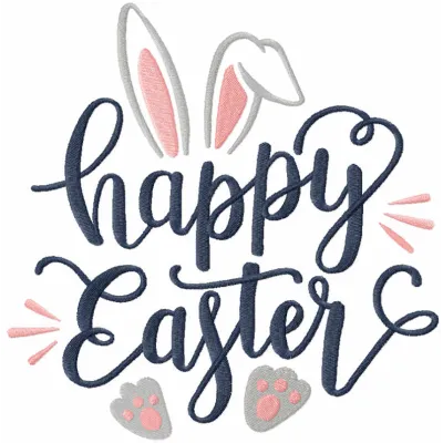 Happy Easter loving bunny embroidery design showcasing a cute bunny perfect for stitching on t-shirts and tote bags.