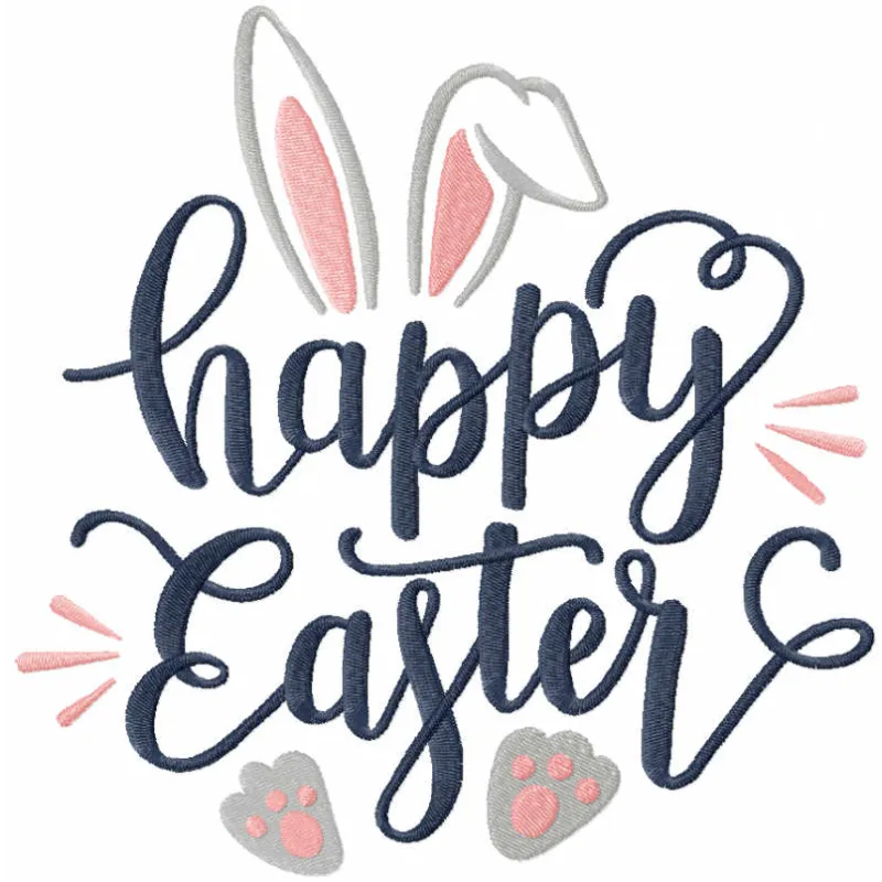 Happy Easter loving bunny embroidery design showcasing a cute bunny perfect for stitching on t-shirts and tote bags.