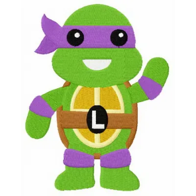 Leonardo embroidery design featuring the Teenage Mutant Ninja Turtles, showcasing intricate stitching patterns.