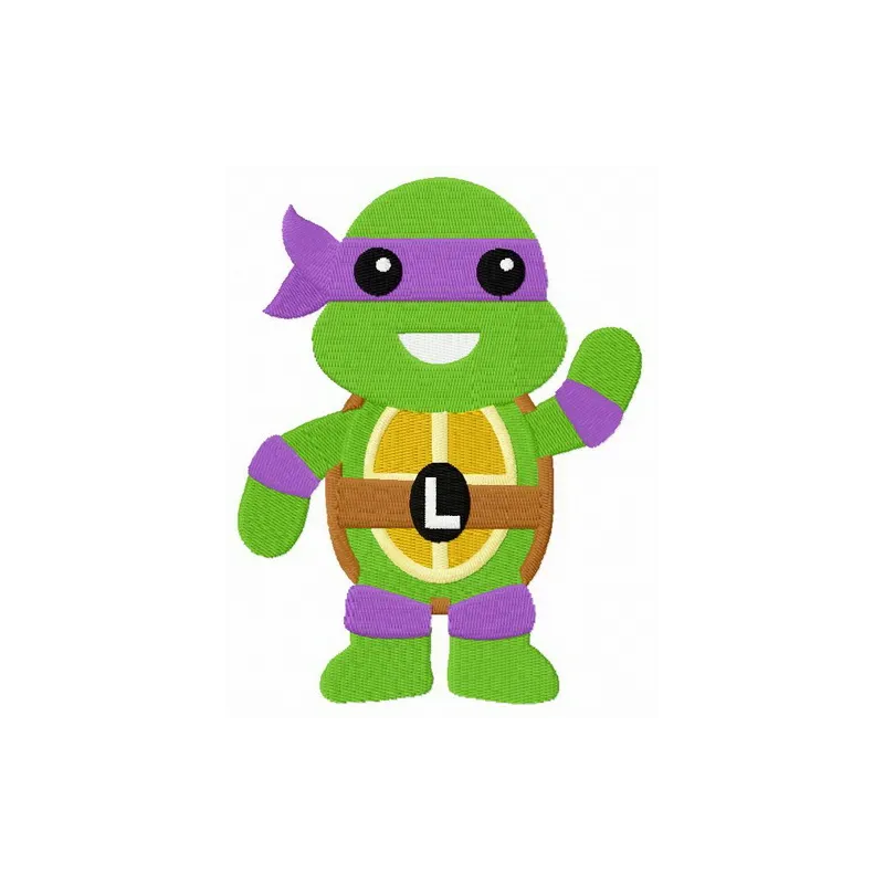 Leonardo embroidery design featuring the Teenage Mutant Ninja Turtles, showcasing intricate stitching patterns.