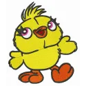 Ducky embroidery design featuring a playful character from Toy Story, perfect for stitching on baby onesies or pillows.