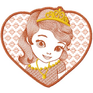 Princess Aurora in heart embroidery design - Embroidery Design