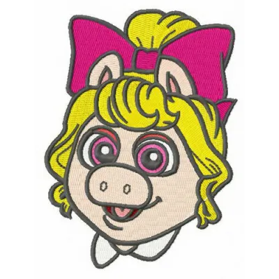 Baby Piggy head embroidery design from the Muppet Babies collection, perfect for adding charm to baby items.