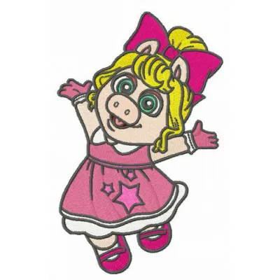 Adorable Baby Piggy embroidery design from Muppet Babies collection, perfect for stitching on baby onesies or blankets.