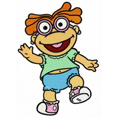 Skeeter embroidery design featuring a playful character from Muppet Babies, ideal for crafting unique children's apparel.
