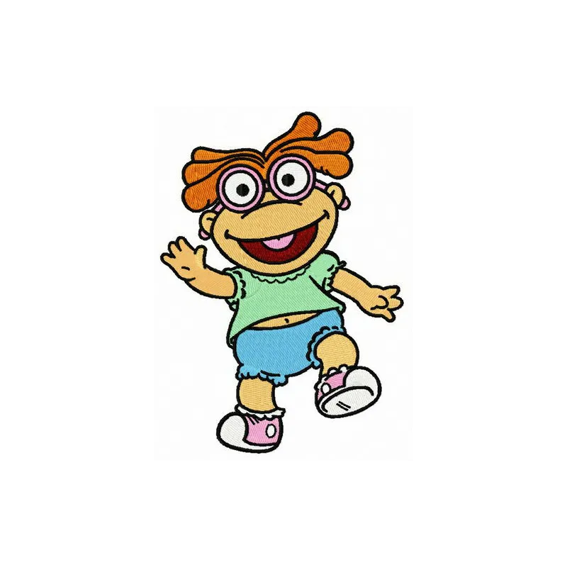 Skeeter embroidery design featuring a playful character from Muppet Babies, ideal for crafting unique children's apparel.