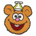 Embroidery design of Baby Fozzie's head from Muppet Babies, showcasing a playful and colorful stitching pattern.