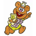 Adorable Baby Fozzie embroidery design from Muppet Babies collection, perfect for baby onesies and blankets.