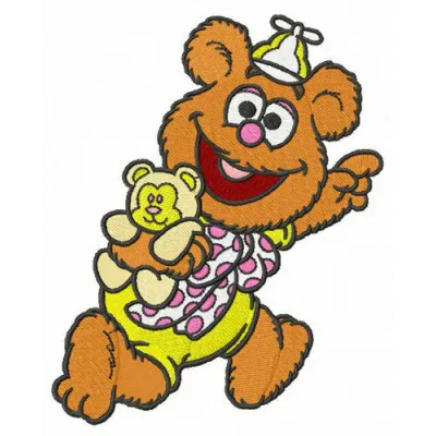 Adorable Baby Fozzie embroidery design from Muppet Babies collection, perfect for baby onesies and blankets.