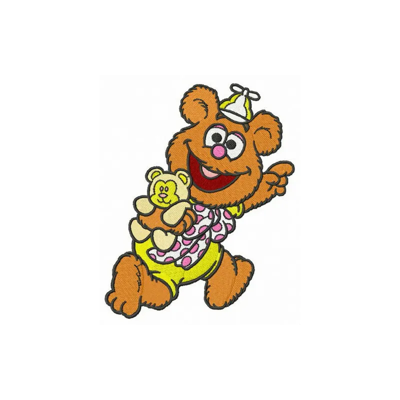 Adorable Baby Fozzie embroidery design from Muppet Babies collection, perfect for baby onesies and blankets.
