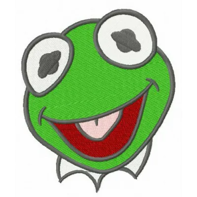 Preview of the Baby Kermit head embroidery design, featuring a cute Muppet Babies character for creative stitching.
