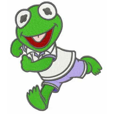Baby Kermit embroidery design from Muppet Babies collection, showcasing a cute and playful stitching pattern.