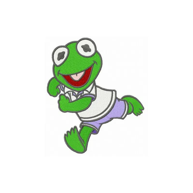 Baby Kermit embroidery design from Muppet Babies collection, showcasing a cute and playful stitching pattern.