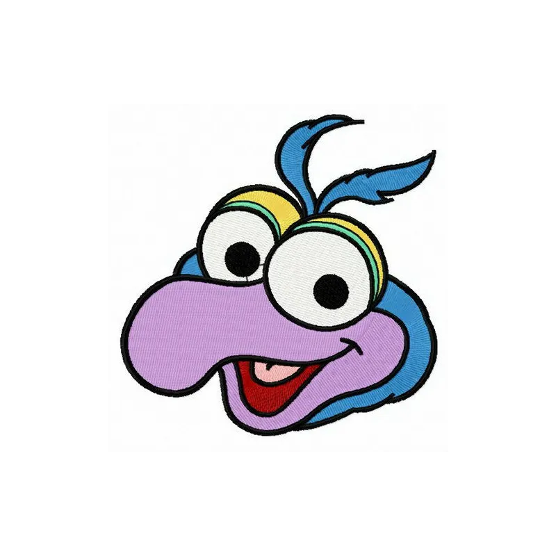 Embroidery design preview of Baby Gonzo's head from Muppet Babies, showcasing playful stitching patterns.