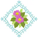 Flowers in an openwork rhombus embroidery design showcasing intricate floral motifs for creative stitching projects.