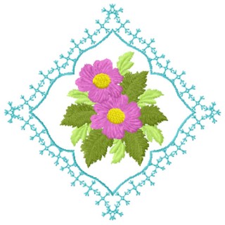 Flowers in an openwork rhombus embroidery design - Embroidery Design