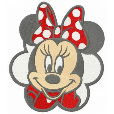 Minnie Mouse's first date embroidery design featuring a charming motif for stitching on apparel and accessories.
