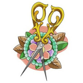 Brooch and scissors embroidery design - Embroidery Design