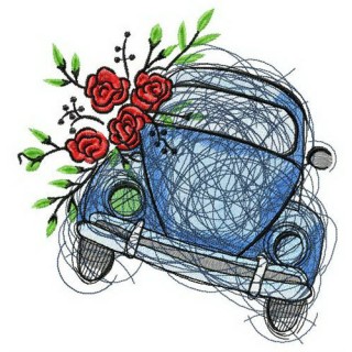 Small blue car embroidery design - Embroidery Design