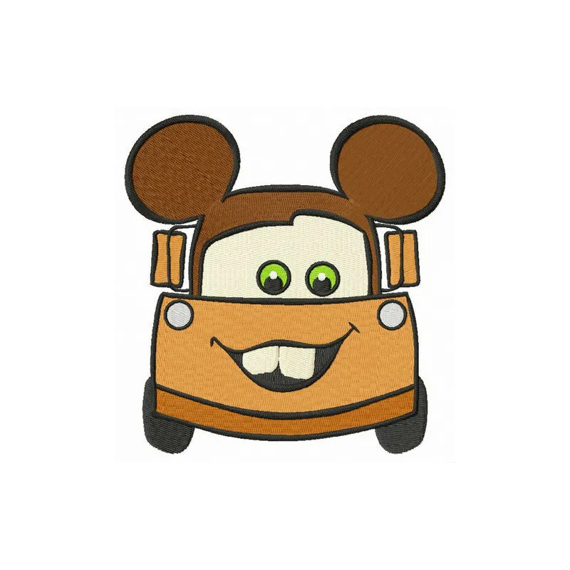 Mickey Mater embroidery design featuring the beloved character from Cars, ideal for stitching on t-shirts or bags.