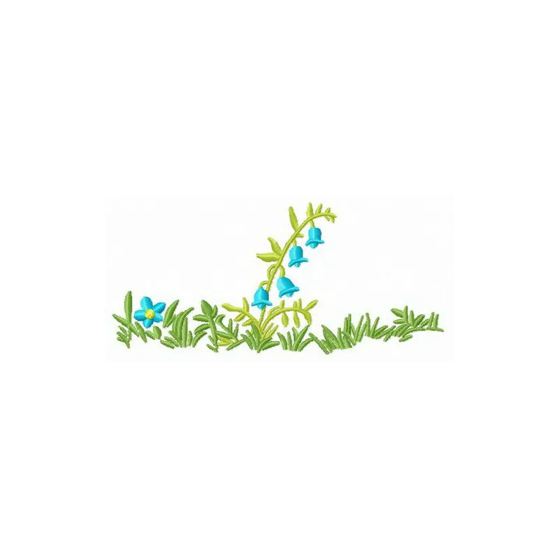 Blue bellflower embroidery design showcasing delicate floral motifs, perfect for stitching on various fabrics.