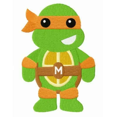 Chibi Michelangelo embroidery design featuring the beloved Teenage Mutant Ninja Turtle character for creative stitching proj…