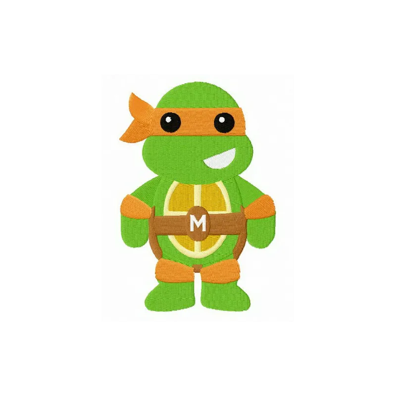Chibi Michelangelo embroidery design featuring the beloved Teenage Mutant Ninja Turtle character for creative stitching proj…