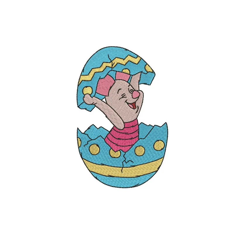 Easter surprise embroidery design featuring Tigger, Eeyore, Piglet, and Heffalump for festive stitching projects.