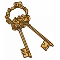 Preview of a Keys embroidery design, showcasing intricate stitching patterns for decorative ornament use.