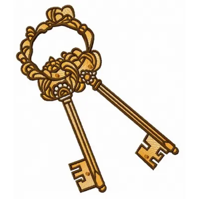 Preview of a Keys embroidery design, showcasing intricate stitching patterns for decorative ornament use.