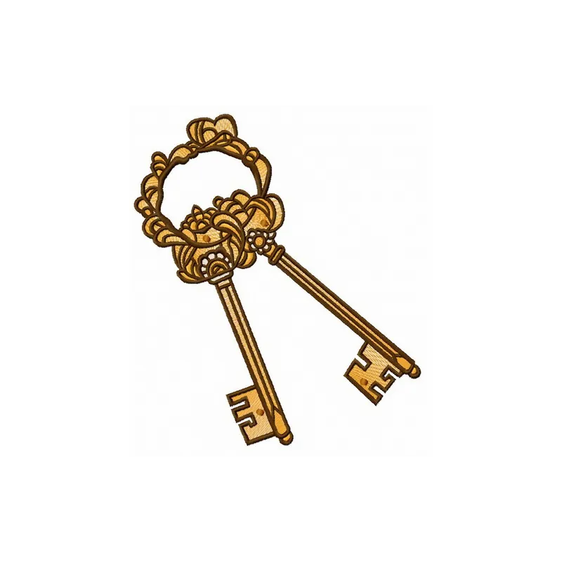 Preview of a Keys embroidery design, showcasing intricate stitching patterns for decorative ornament use.