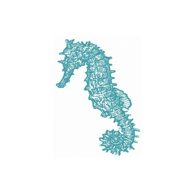 Preview of a blue seahorse embroidery design, showcasing intricate stitching patterns inspired by sea life.