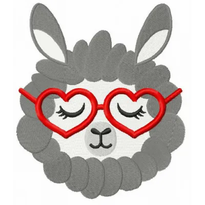 Sleepy llama embroidery design featuring a whimsical farm animal motif, perfect for adding charm to various projects.