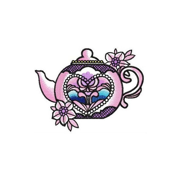 Chinese porcelain teapot embroidery design - Embroidery Design