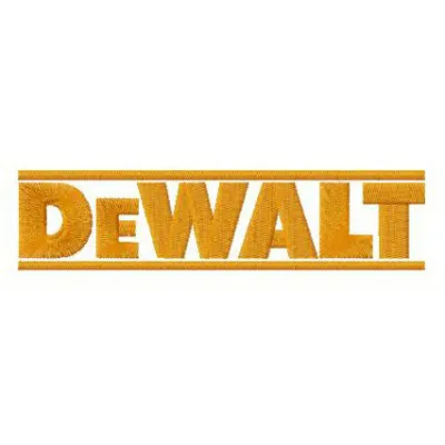 DeWALT logo embroidery design showcasing a bold and professional stitching pattern for equipment branding.