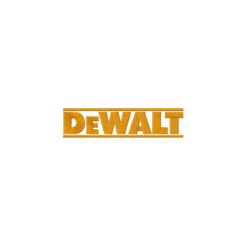 DeWALT logo embroidery design showcasing a bold and professional stitching pattern for equipment branding.