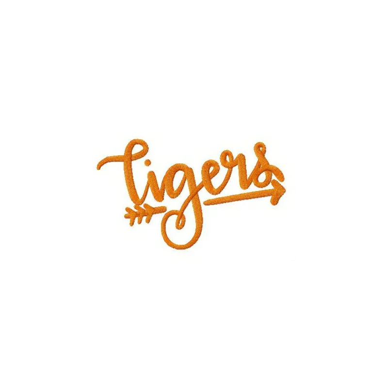 Tigers fan logo embroidery design featuring a vibrant tiger emblem, ideal for college sports apparel and accessories.