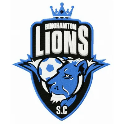 Binghamton Lions logo embroidery design for football, showcasing intricate stitching patterns for apparel.