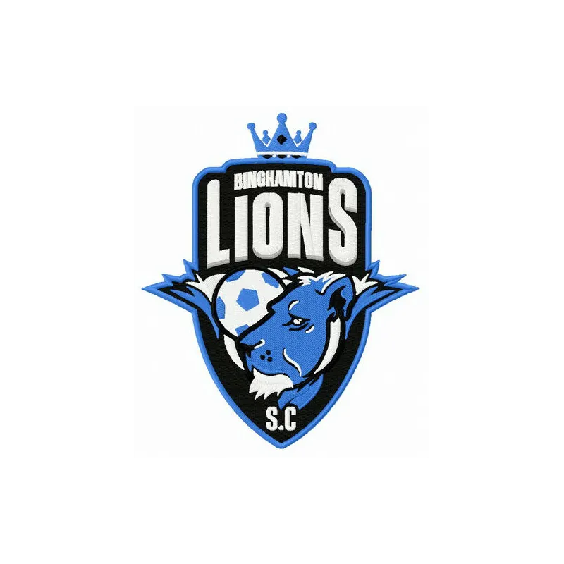 Binghamton Lions logo embroidery design for football, showcasing intricate stitching patterns for apparel.