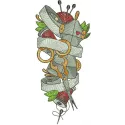 Preview of a fashion designer's set embroidery design featuring stylish motifs for creative stitching projects.